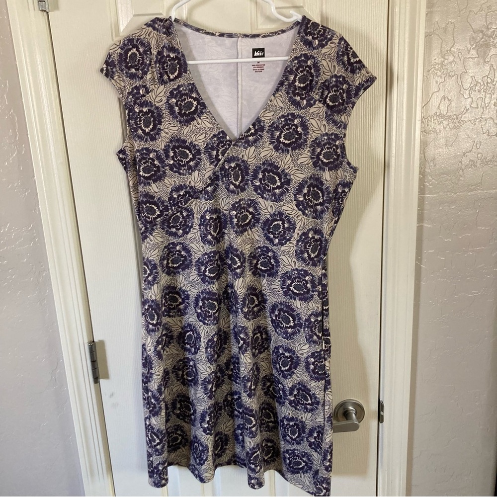 REI Blue Print Savanna Trails Sleeve Dress Size M